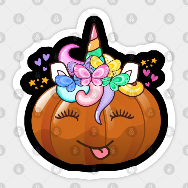 Pumpkin Unicorn Cute Pumpkincorn Halloween Sticker by MalibuSun